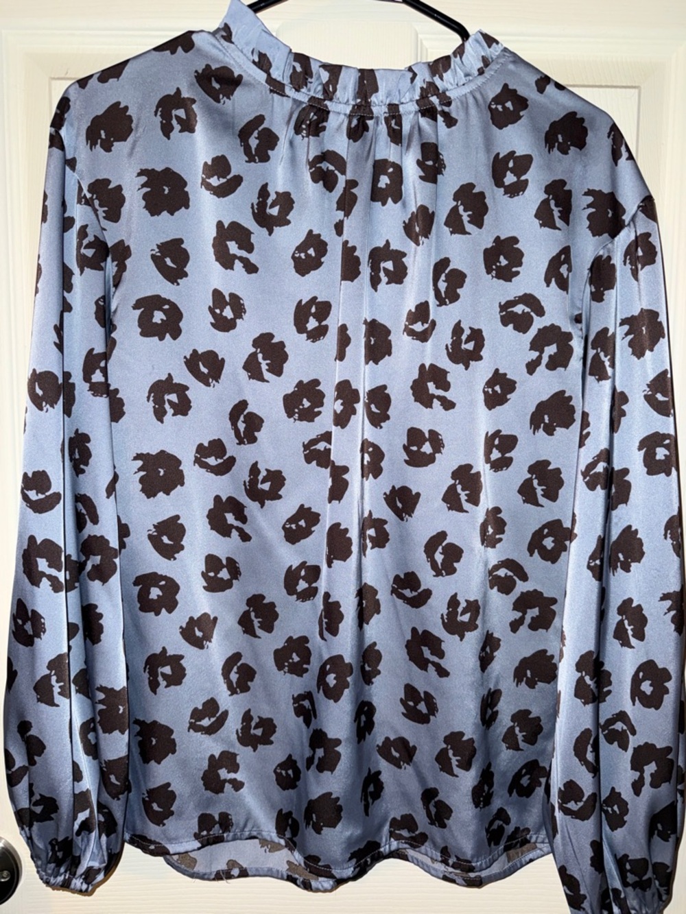 Blue and Black Printed Long Sleeve Blouse